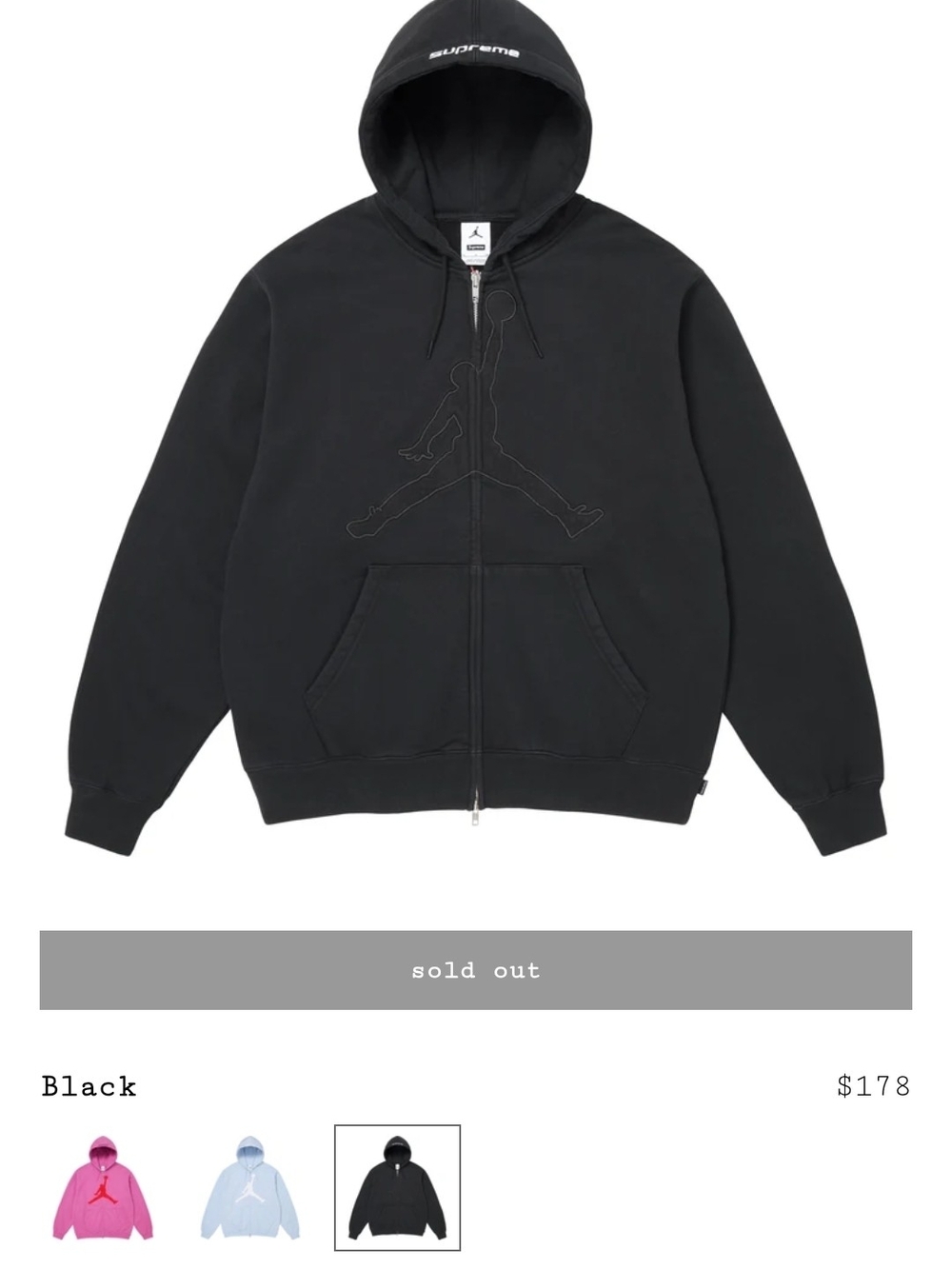 Supreme Jordan Hooded Sweatshirt (SS26) Black
